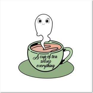 A cup of tea solves everything illustration Posters and Art